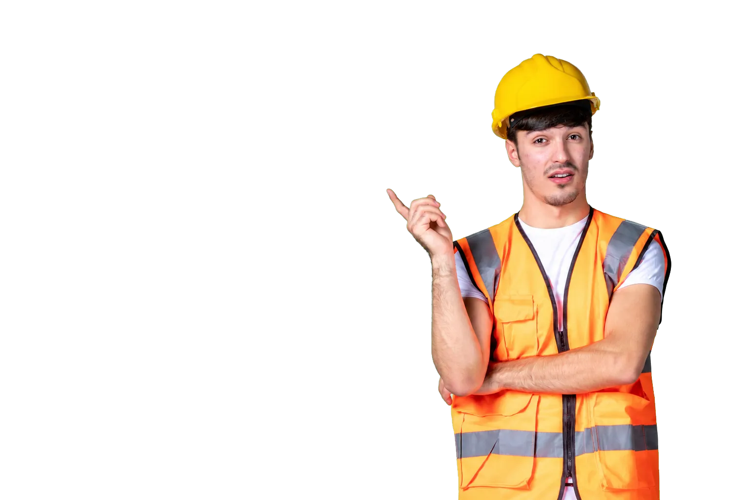 Civil engineering professional wearing a safety helmet and high-visibility vest