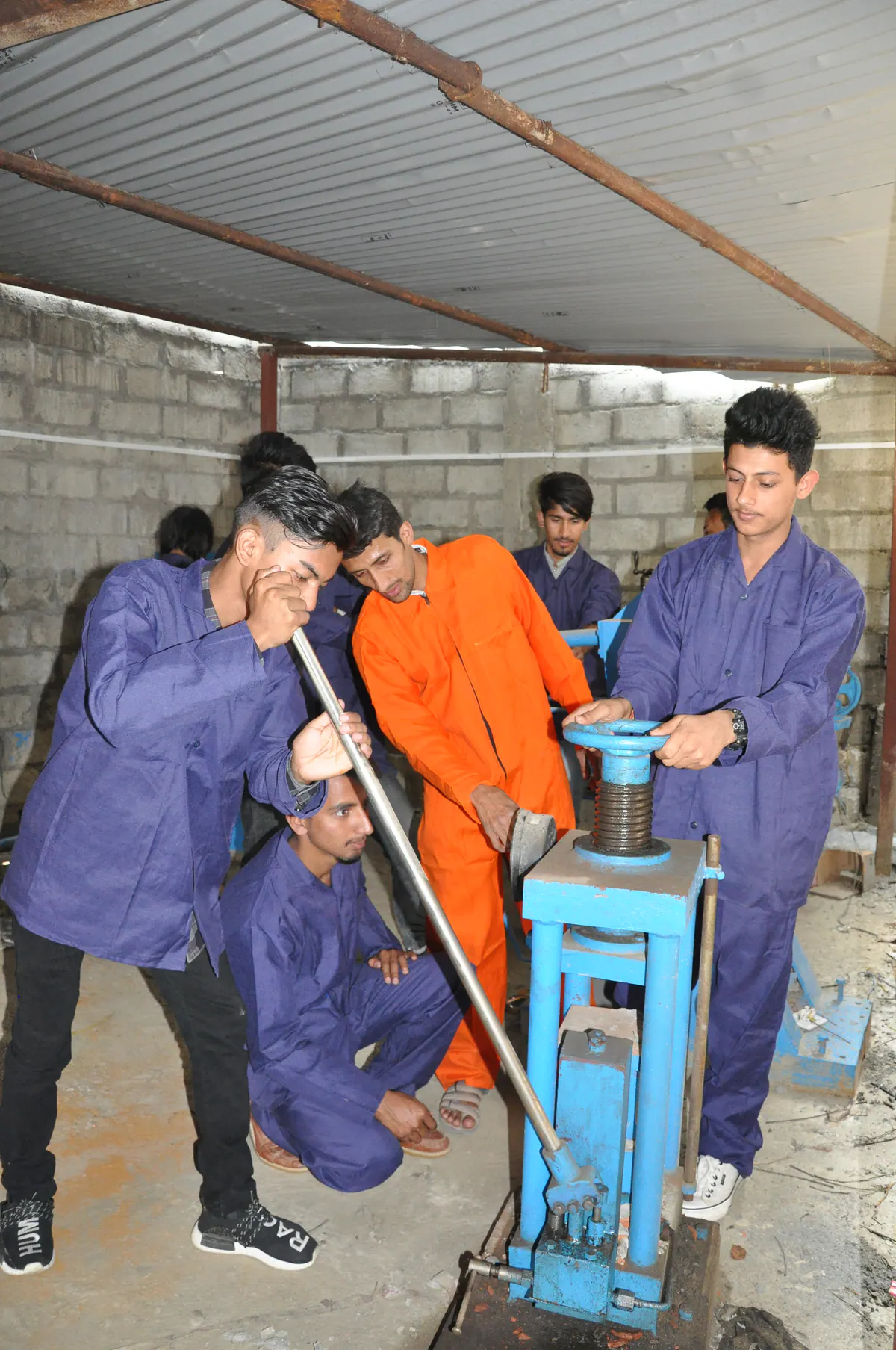 A civil engineering materials testing machine in the laboratory